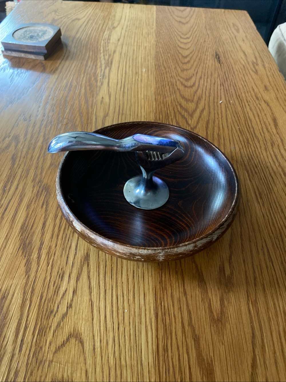 Vintage MCM Japan Wood Nutcracker Bowl